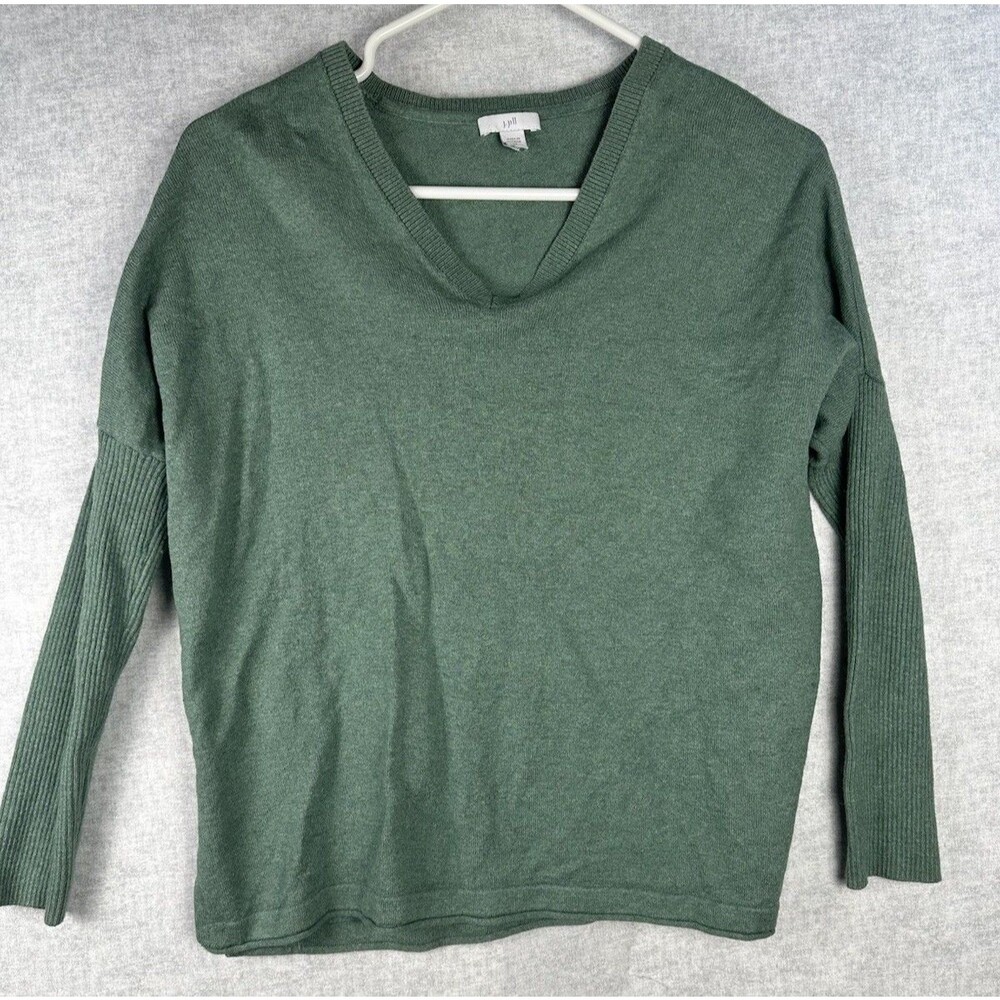 J. Jill Shirt Womens XS Sage Green Silk Wool Blend Dolman Sleeve Vneck